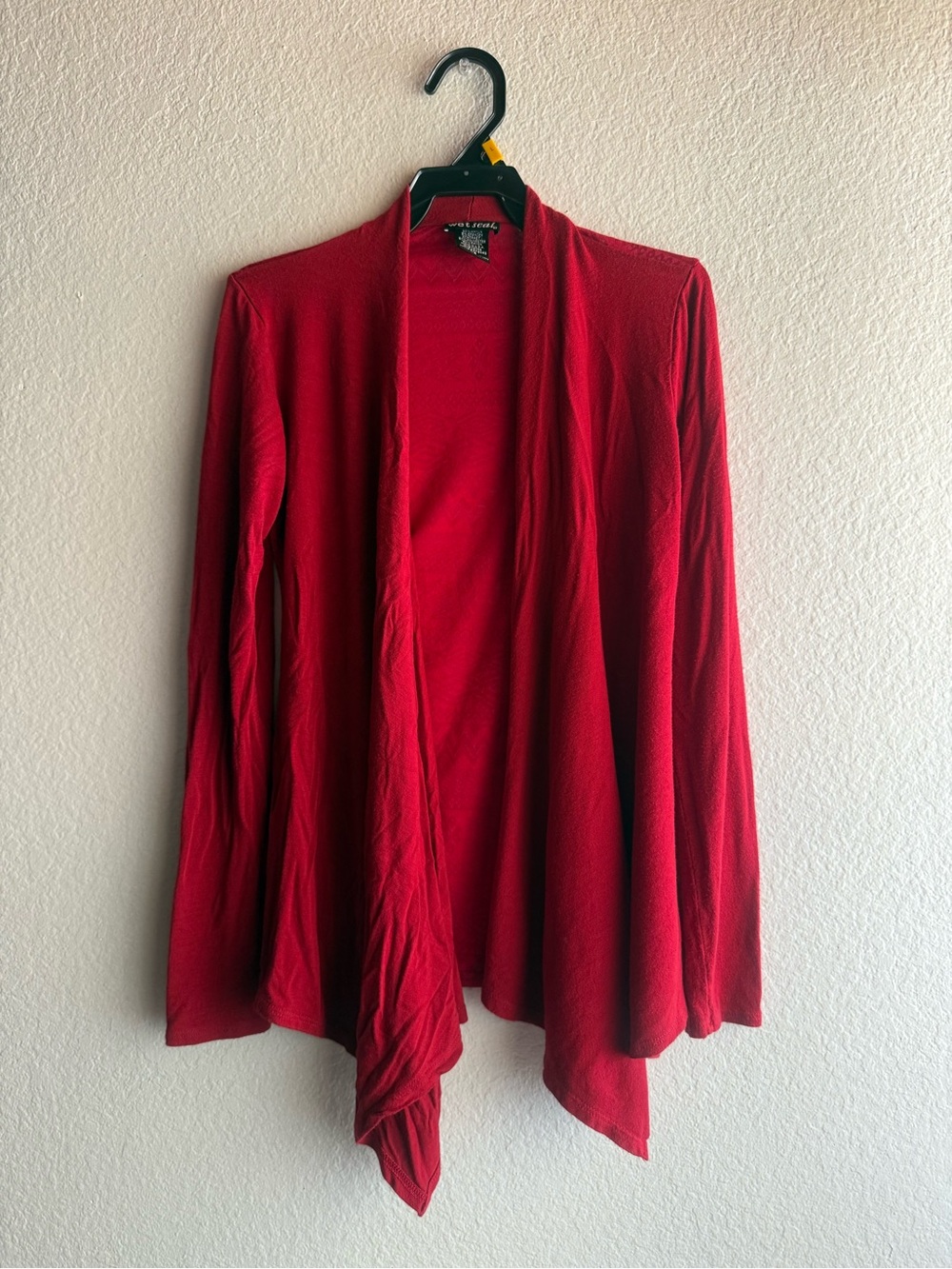 Wet Seal Red Open-Front Draped Cardigan